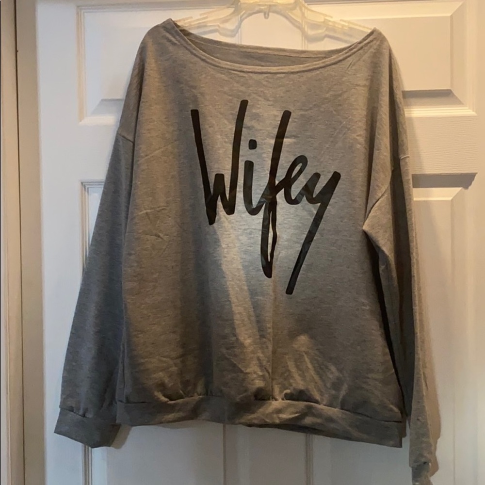 Wifey off the shoulder sweat shirt